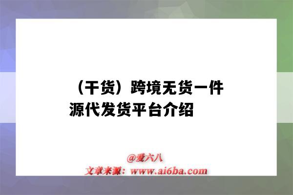 （干货）跨境无货一件源代发货平台介绍（跨境电商一件代发货源平台）-图1
